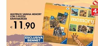 Multipack savana memory con 3 puzzle ravensburger