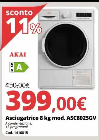 Brico Io Asciugatrice 8 kg akai mod. asc8025gv   offerta