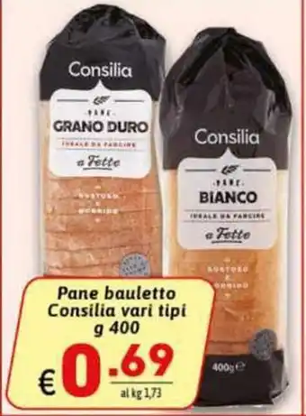 Ipercarni Pane bauletto Consilia vari tipi g 400 offerta