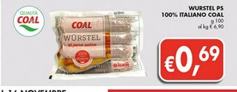 Supermercato Coal Wurstel ps 100% italiano coal offerta