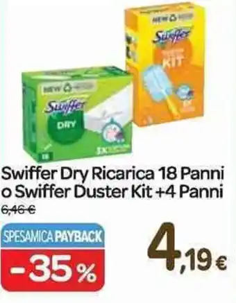 Carrefour Express Swiffer Dry Ricarica 18 Panni o Swiffer Duster Kit +4 Panni offerta