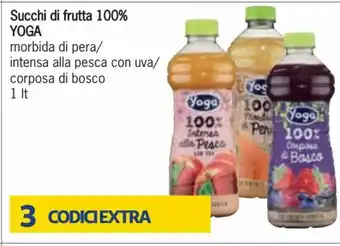 Yoga Succhi di frutta 100% morbida di pera/ intensa alla pesca con uva/ corposa di bosco 1 lt
