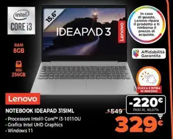 Expert Lenovo Notebook IdeaPad 315IML offerta