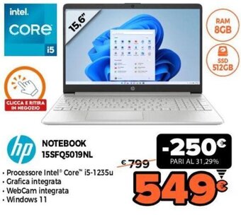 Expert hp Notebook 15SFQ5019NL offerta