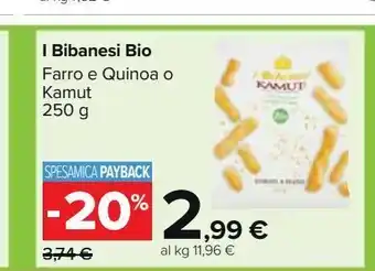Carrefour Market I bibanesi bio farro e quinoa o kamut 250 g offerta