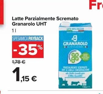Carrefour Market Latte parzialmente scremato granarolo uht 1 l offerta