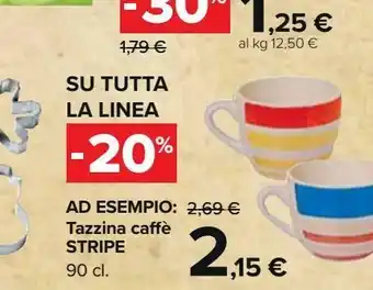Carrefour Market Tazzine da caffè stripe 90 cl offerta