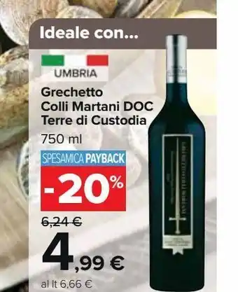 Vino grechetto colli martani doc terre di custodia 750 ml