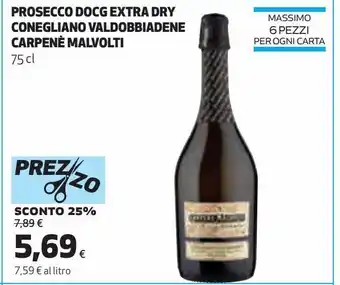 Coop Prosecco socg extra dry conegliano valdobbiadene carpene malvolti offerta