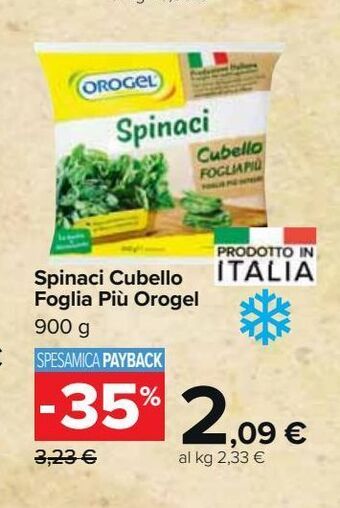 Carrefour Market Spinaci  cubello foglia piu orogel 900 g offerta