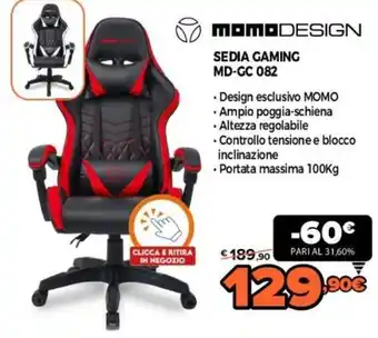 Expert Mama Design Sedia Gaming MD-GC 082 offerta
