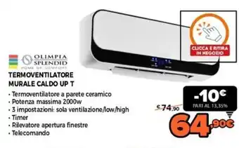 Expert Olimpia Splendid Termoventilatore Murale Caldo Up T offerta