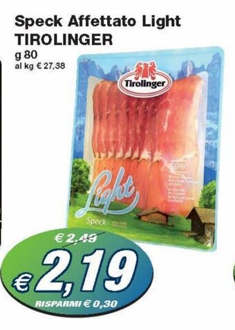 Prix Quality Tirolinger Speck Affettato Light 80 g offerta