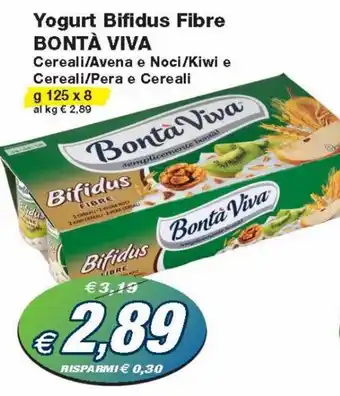 Prix Quality Bontà Viva Yogurt Bifidus Fibre 125 g x 8 offerta