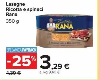 Carrefour Iper Lasagne ricotta e spinaci rana offerta