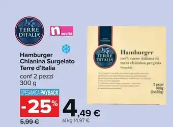 Carrefour Iper Hamburger chianina surgelato terre d'italia offerta