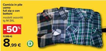 Carrefour Iper Camicia in pile uomo full zip o con bottoni offerta