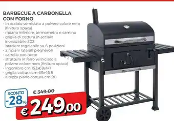 A&O Barbecue A Carbonella Con Forno Nero 153x69x141 Cm offerta