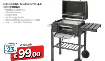 A&O Barbecue A Carbonella Con Forno Cassetto Raccoglitore Termometro 104.5x62.5x98.5 Cm offerta
