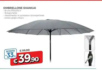 A&O Shangai Ombrellone 16 Bacchette Grigio Chiaro offerta