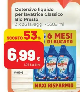 Coop Bio Presto Detersivo Liquido Per Lavatrice Classico offerta