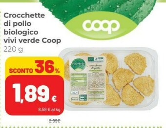 Coop Coop - Crocchette Di Pollo Biologiche Vivi Verde 220 G(ml) offerta