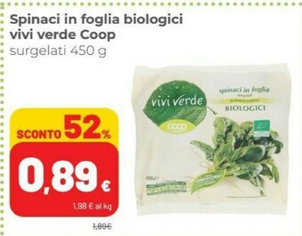 Coop Vivi Verde Coop Spinaci In Foglia Biologici offerta