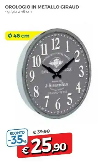 DPiù Giraud Orologio In Metallo 46 Cm offerta