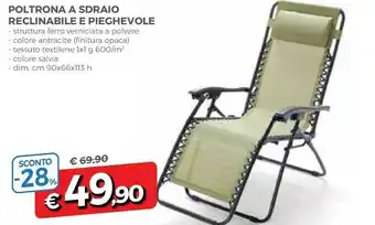 DPiù Poltrona A Sdraio Reclinabile E Pieghevo Salvia 90x66x113 Cm offerta