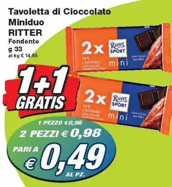 Prix Quality Ritter Sport Tavoletta di Cioccolato Miniduo 33 g offerta