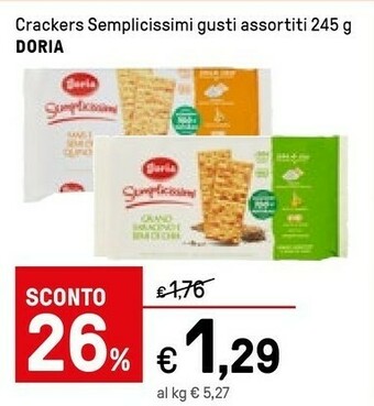 Iper La Grande Doria Semplicissimi Crackers Al Mais E Semi Di Quinoa 245 G(ml) offerta