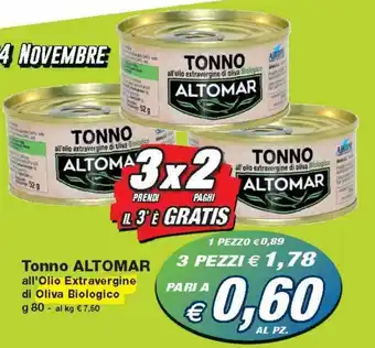 Prix Quality Altomar Tonno Olio Extravergine di Oliva Biologico 80 g offerta