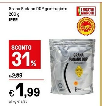 Iper La Grande Iper Grana Padano Dop Grattugiato 200 G offerta