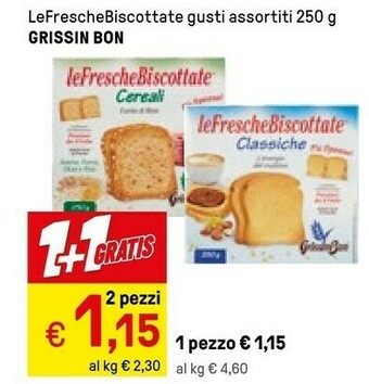 Iper La Grande Grissin bon Le Fresche Biscottate Con Cereali 250 G(ml) offerta