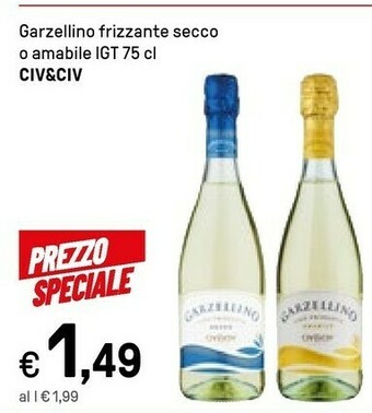 Iper La Grande Civ & civ Vino Frizzante Secco Garzellino 750 G(ml) offerta