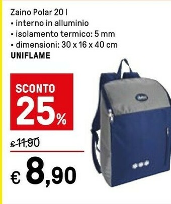 Iper La Grande Uniflame Zaino Polar offerta