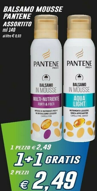 Prix Quality Pantene Balsamo Mousse Aqua Light 140 Ml offerta