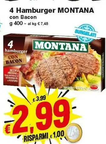 Prix Quality Montana 4 Hamburger Naturali 400 G(ml) offerta