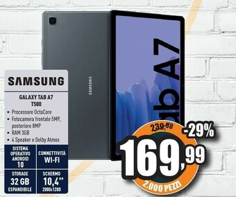 Unieuro Samsung Galaxy Tab A7 32 GB 26,4 Cm (10.4") 3 GB Wi-Fi 5 (802.11ac) Grigio offerta