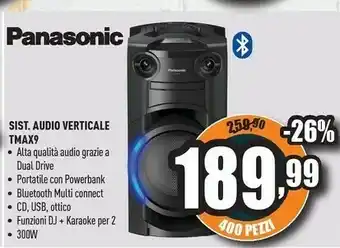 Unieuro Panasonic SC-TMAX9 Mini Impianto Audio Domestico Nero 300 W offerta