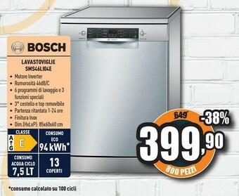 Unieuro Bosch Serie 4 SMS46LI04E Lavastoviglie Libera Installazione 13 Coperti A++ offerta