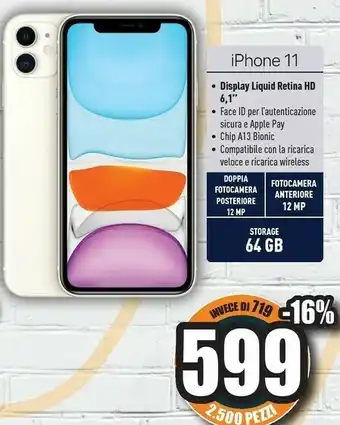 Unieuro Telekom Apple IPhone 11 15,5 Cm (6.1") 64 GB Bianco offerta