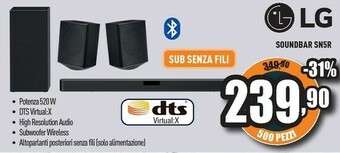 Unieuro LG SN5R.DEUSLLK Altoparlante Soundbar 4.1 Canali 520 W Nero offerta
