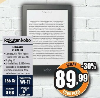 Unieuro Rakuten kobo E-Reader Clara HD offerta
