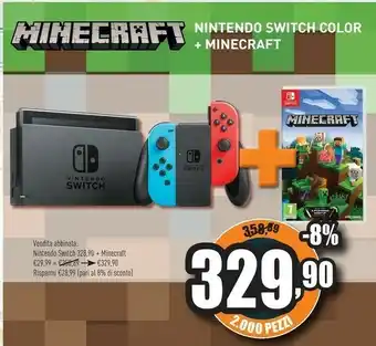 Unieuro Nintendo Switch+Minecraft Console Da Gioco Portatile 15,8 Cm (6.2") 32 GB Touch Screen Wi-Fi Blu, Grigio, Rosso offerta
