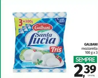 Pam Galbani Mozzarella Santa Lucia Tris 300 G(ml) offerta