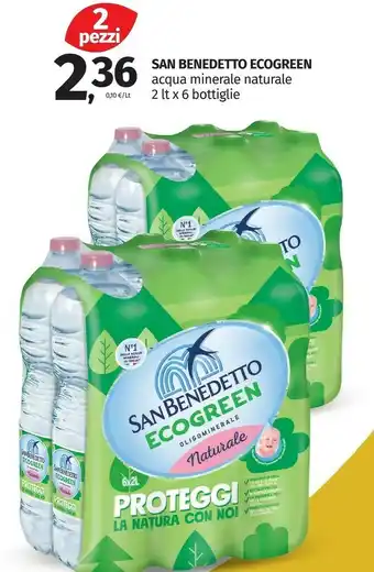 Pam San Benedetto Acqua Minerale Naturale Ecogreen 2 Lt offerta