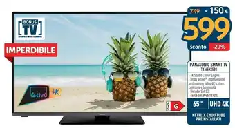 Sinergy Panasonic TX-65HX580E TV 165,1 Cm (65") 4K Ultra HD Smart TV Wi-Fi Nero offerta