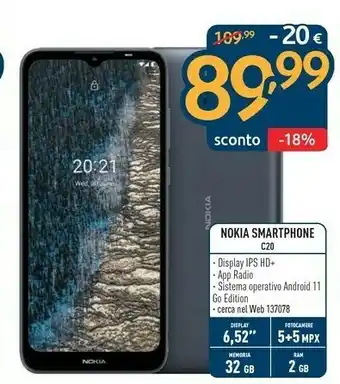 Sinergy Nokia Smartphone C20 offerta