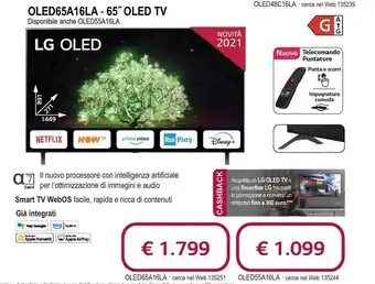 Sinergy LG OLED55A16LA TV 139,7 Cm (55") 4K Ultra HD Smart TV Wi-Fi Nero offerta